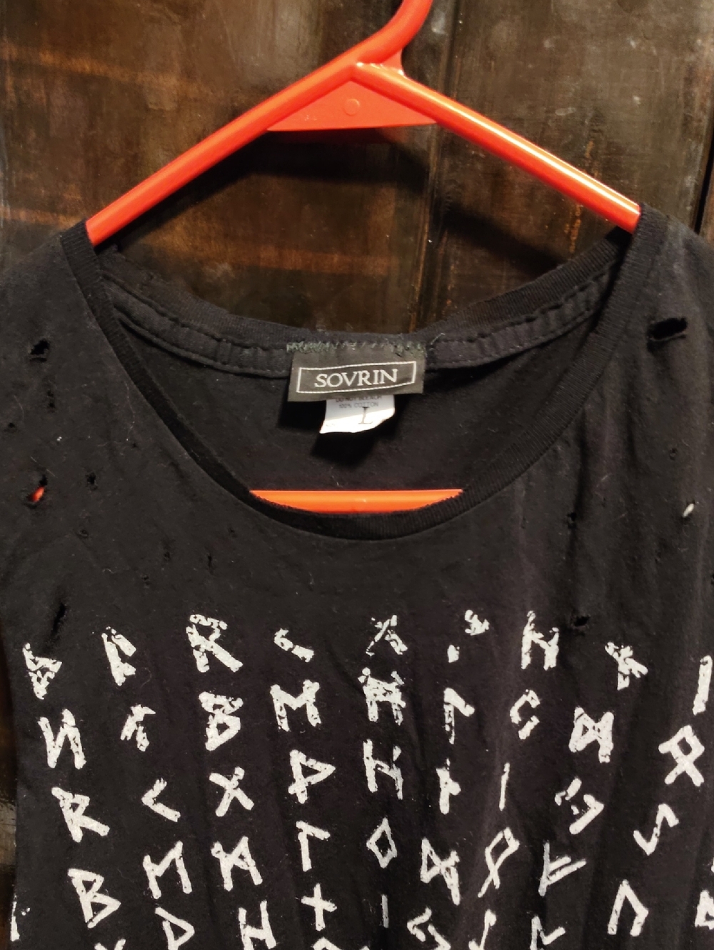 Sovrin Black Distressed Rune Print Muscle Tank - Picture 4 of 4